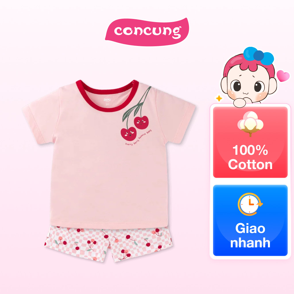 Bộ bé gái ngắn Animo Easy TX1125016 (4Y,Hồng,TT02)