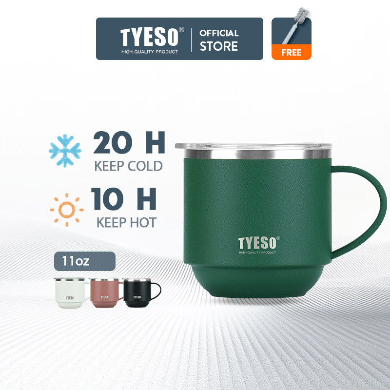 Bình giữ nhiệt TYESO® inox thép không gỉ 304 tặng bộ rửa bình Tumbler/Bottle TS-8825 330ml