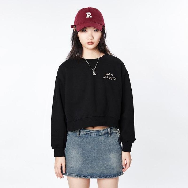 Thick fleece jacket with embroidered felt lining "Have a nice day" unisex autumn and winter, short f