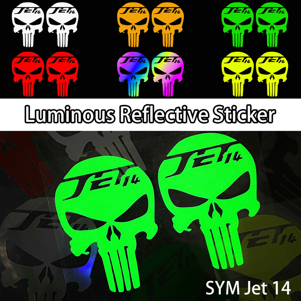 2 Chiếc Dạ Quang / Phản Quang / Huỳnh Quang Bộ Xương Miếng Dán Phụ Kiện Xe Máy Chống Thấm Nước Decal