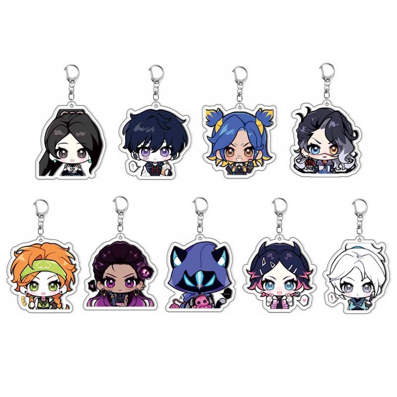 Anime Bun Valorant Acrylic Keychain Figures Vyse Clove Llaveros Cartoon Cosplay Key Chain Women Men 