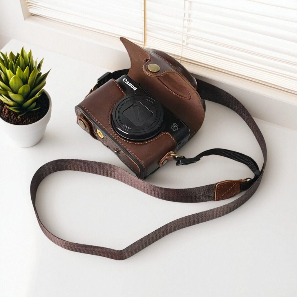 Túi đựng máy ảnh Canon SX740HS SX730 SX720 Bao da sx740 Vỏ bảo vệ máy ảnh chéo Retro