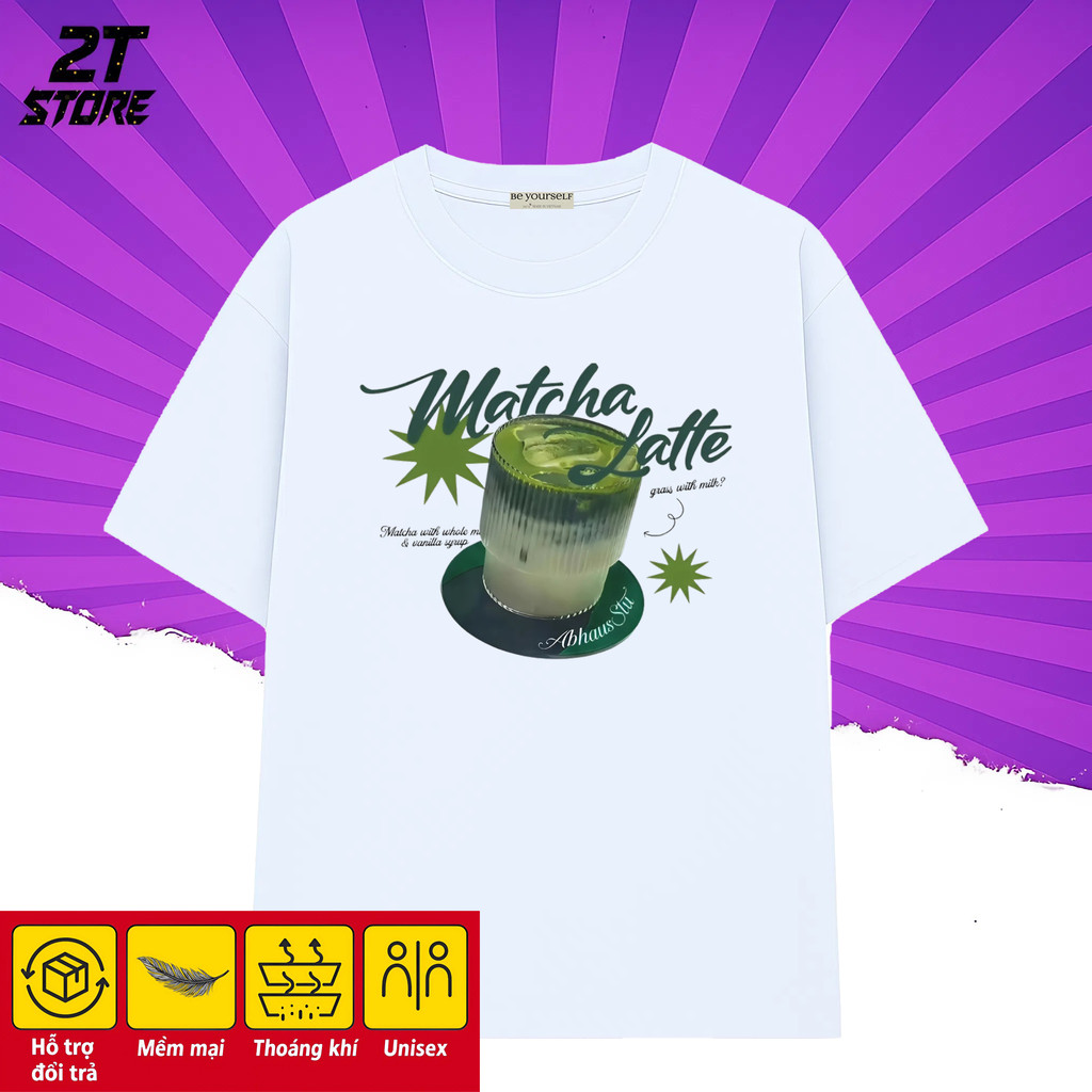 Áo Thun Unisex Nam Nữ Form Rộng Oversize Thoáng Mát, In Hình "LY MATCHA LATTE"
