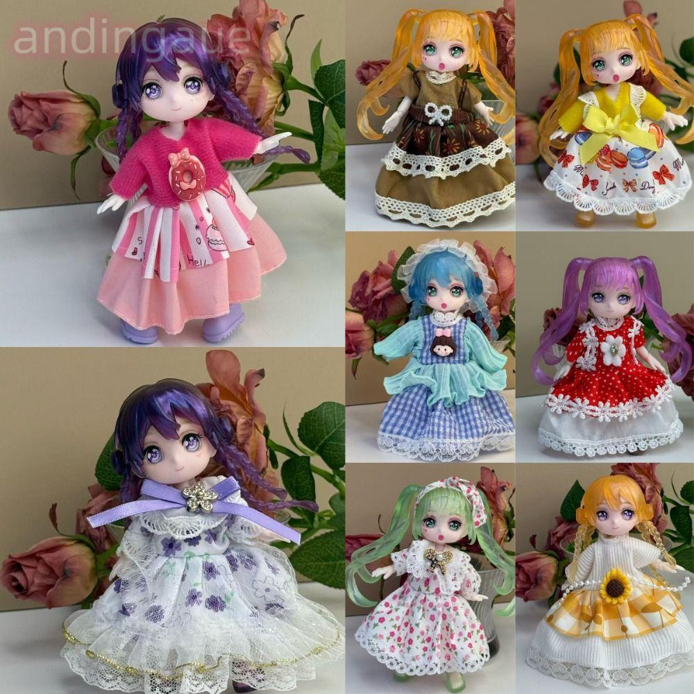 ANDIN Cơ thể di chuyển, Búp bê khỏa thân Thân búp bê nối hình cầu, Đồ chơi Hình hoạt hình Manga Mặt 