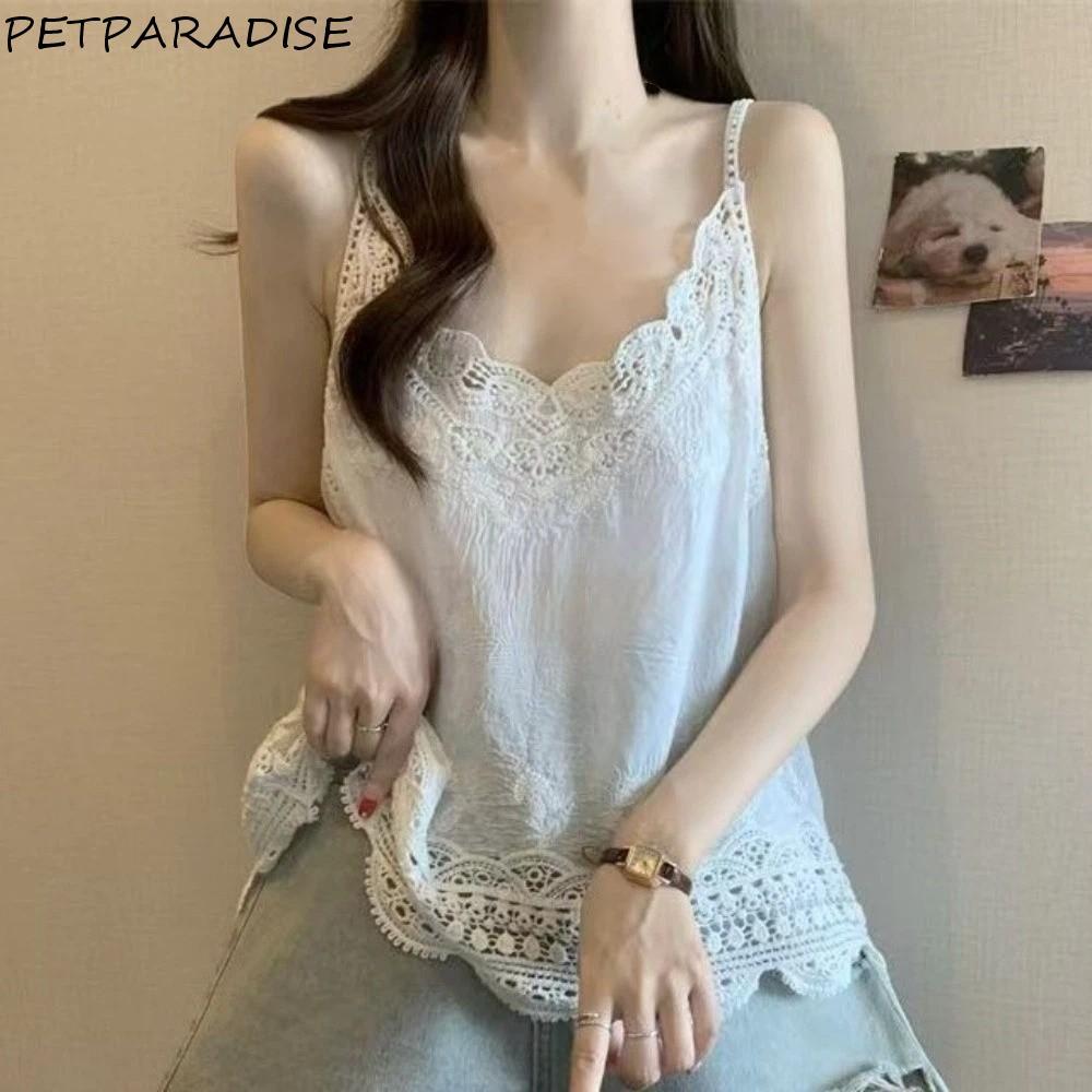 PETPARADISE Áo hai dây và vest bohemia ren, style Hàn Quốc phong cách Bohemia cho mùa hè đi biển