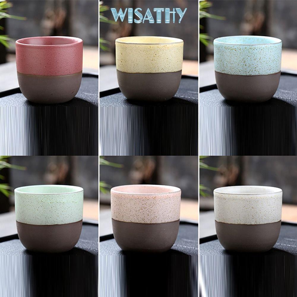 WISATHY WISHY Kung Fu Teacup, Cốc cà phê gốm sứ 120ML thô, Bát nước cổ điển gia đình mờ