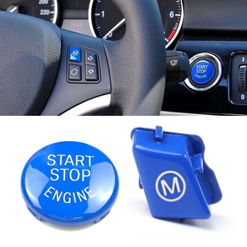 Dành Cho Xe BMW 3 E92 / 93 M3 Vô Lăng Xanh M Chế Độ + Nút Dừng Khởi Động Động Cơ