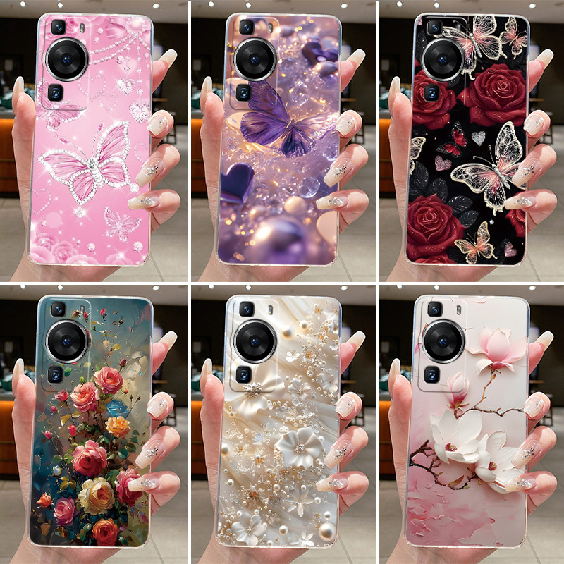 Dành Cho Huawei P60 Pro 2023 p60pro Ốp Lưng Thời Trang Sang Trọng Hoa Bướm Trong Suốt Mềm TPU Jelly 
