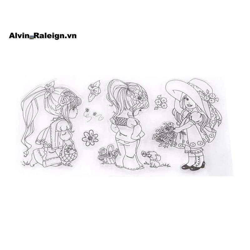 Cô Gái Trong Suốt Silicone Seal Tự Làm Album Thẻ Pvc Seal Sổ Tay Con Dấu Trang Trí Con Dấu