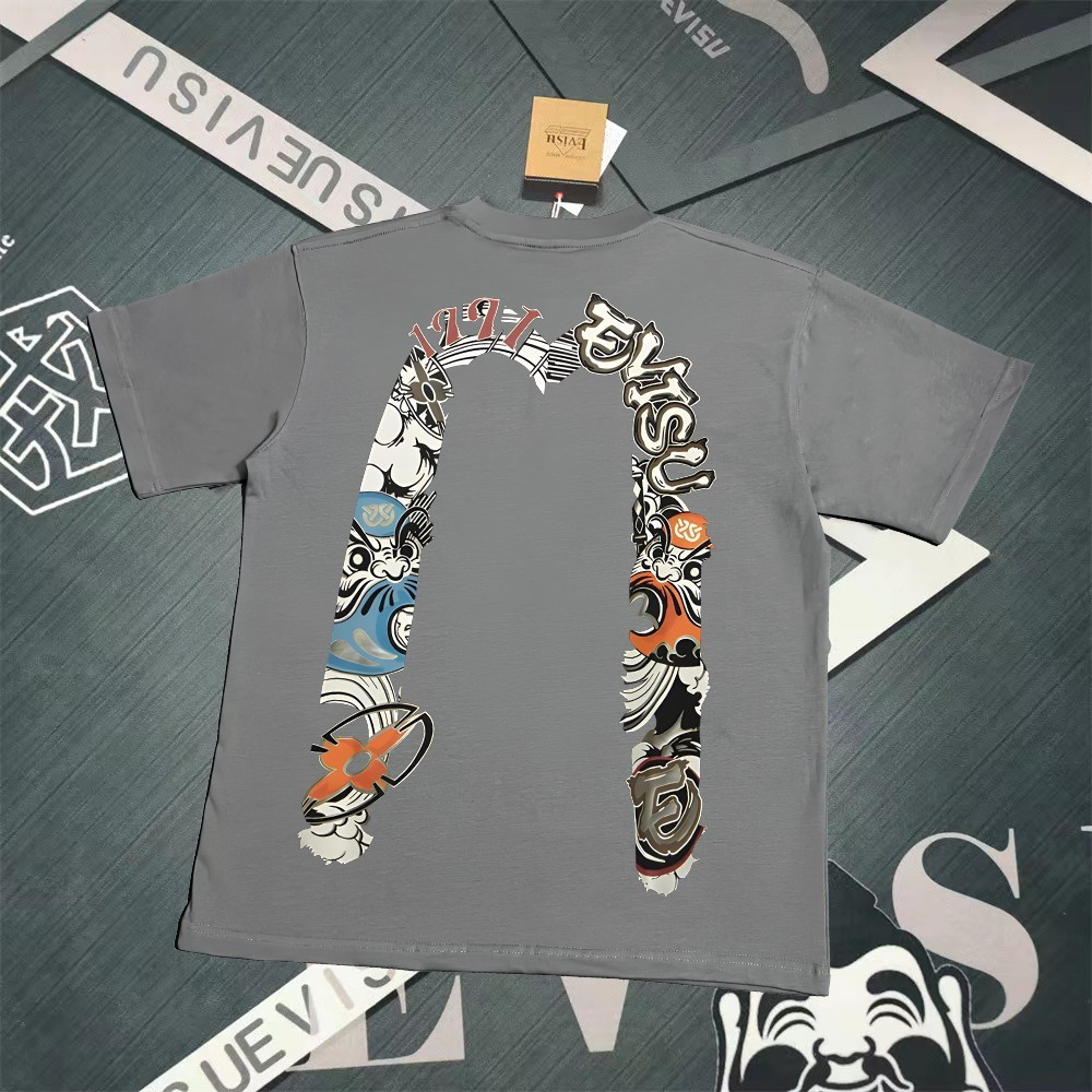 EVISU Áo sơ mi nam nữ cổ điển 6XL, cotton 100%, thiết kế slim-fit phù hợp thu đông