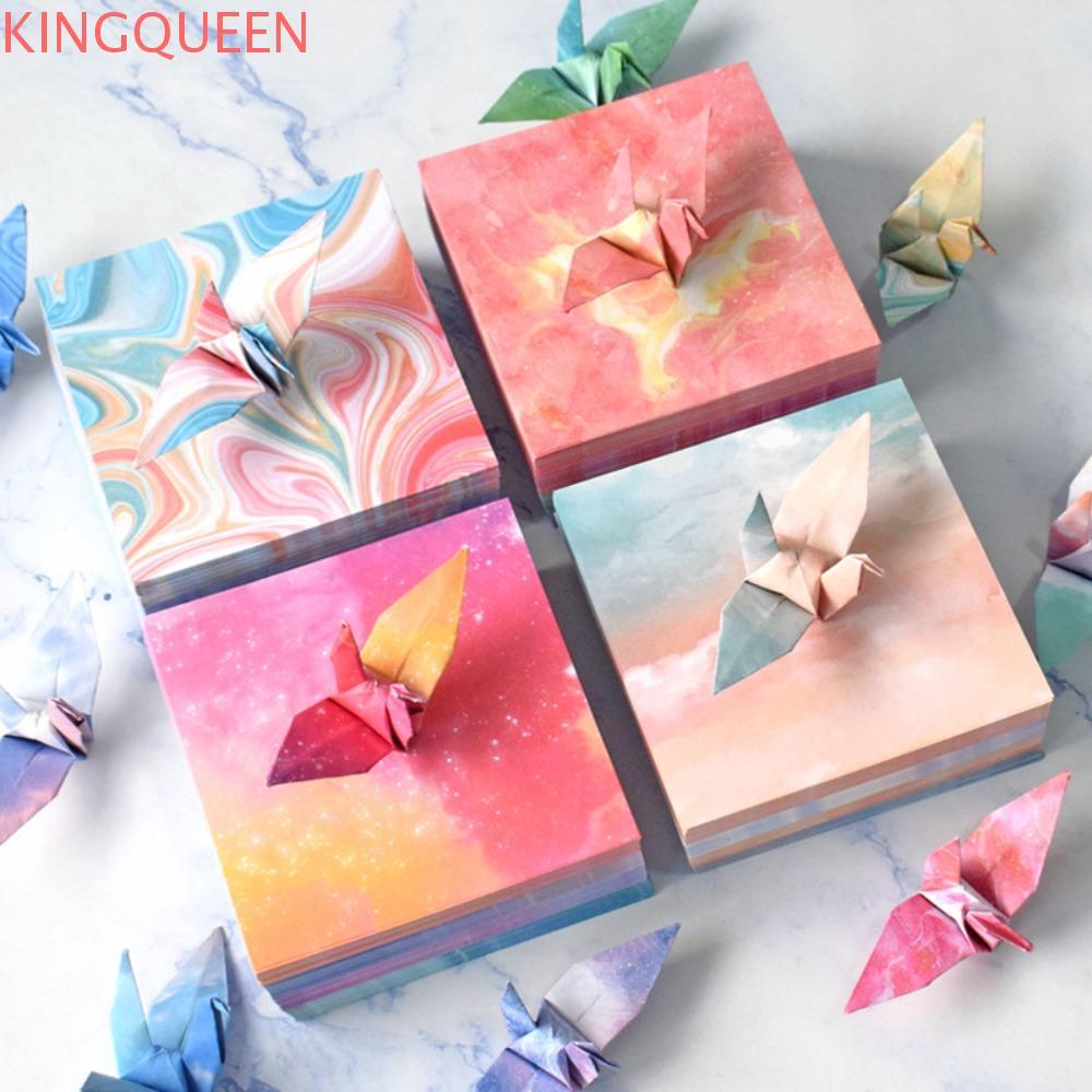 KINGQUEEN 400 Chiếc Giấy Gấp Nhiều Màu Sắc, Gấp Thêu Sò Bầu Trời Đầy Sao Giấy Origami, Giấy Chúc May