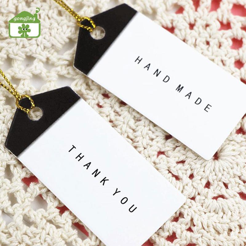[Gong] 100 Chiếc Đánh Dấu Trang Handmade Cảm Ơn Tin Nhắn Thẻ Giấy Note Hang Tag Tag Tag th
