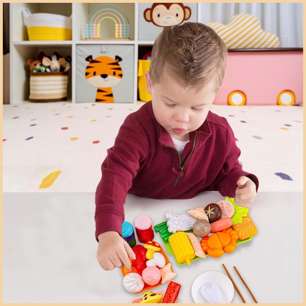 Bộ đồ chơi BBQ cho trẻ em BBQ Grill Bộ đồ chơi giả vờ Hoạt động trẻ em Trò chơi nấu ăn tương tác nhi