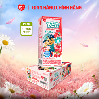 Kun Sữa chua uống hương Kem Dâu có Thạch thùng 48 hộp x 170ml