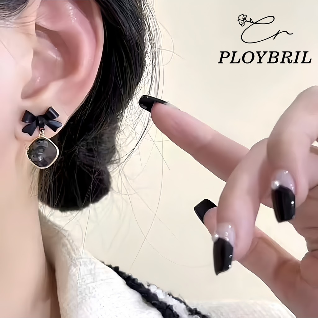 PLOYBRIL 2026 Bông Tai Đỏ Cao Cấp Phong Cách Thoáng Mát Nơ Đơn Giản Nữ E026