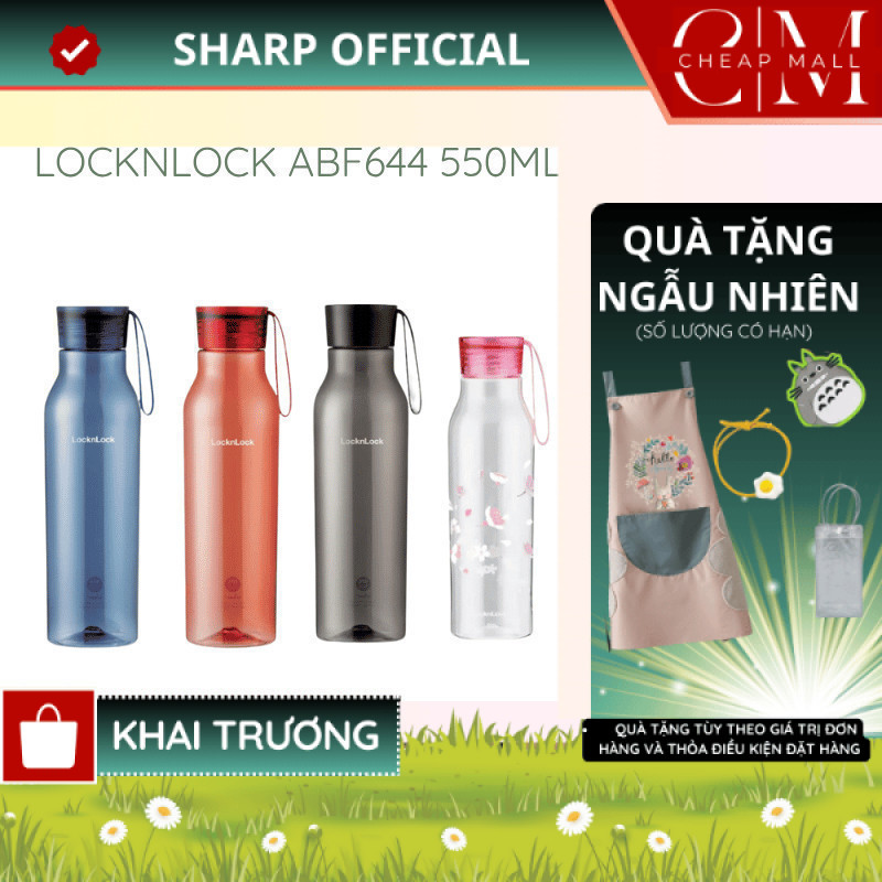 Bình nước nhựa LocknLock Eco Bottle có dây treo, an toàn cho sức khỏe ABF644 550ML ABF664 750ML - SI