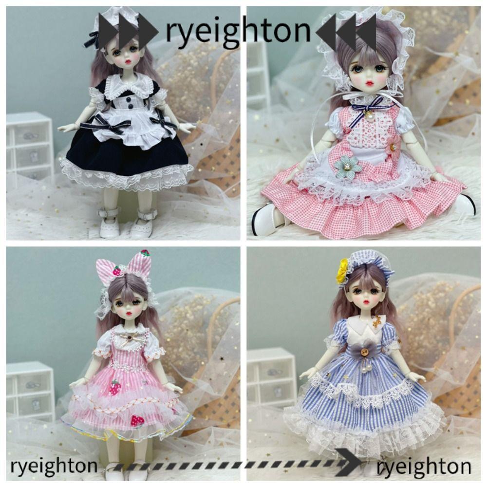 Trang phục hầu gái RYEIGHTON, có mũ Quần áo búp bê BJD xinh xắn 1 / 6, Váy Lorita Lorita dễ thương t