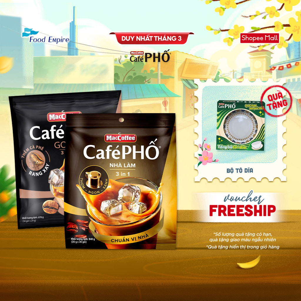 Combo 1 Túi cà phê MacCoffee Phố Nhà làm & 1 Phố Sữa Đá Gold