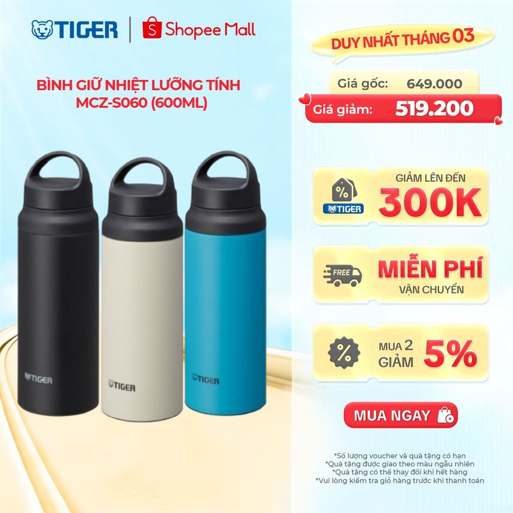 Bình Giữ Nhiệt Lưỡng Tính Tiger MCZ-S060 (600ml)