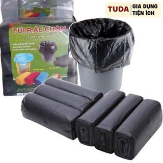Combo 12 Cuộn Túi Rác Đen Tự Phân Hủy - Bao Rác Đen Kích Thước 55x65cm - Thân Thiện Với Môi Trường  - TUDA SHOP