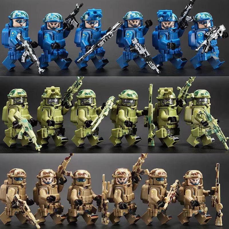 Hot Sale#Compatible with LEGO military building blocks, special forces, SWAT minifigures, heavily eq