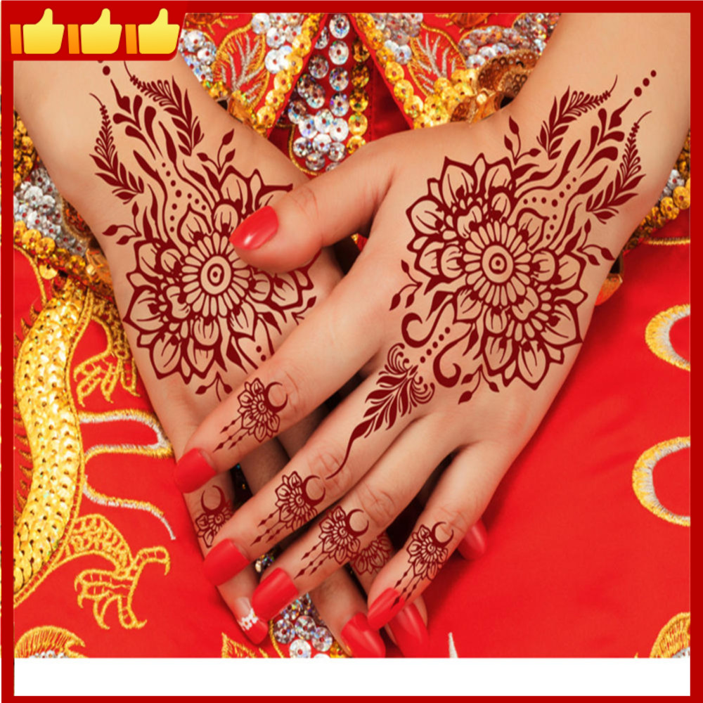 Tinh Tế Henna Hình Xăm Hoa Henna Dán Phức Tạp Màu Nâu Tạm Thời Hình Xăm Cho Henna Nghệ Thuật Nữ Tran