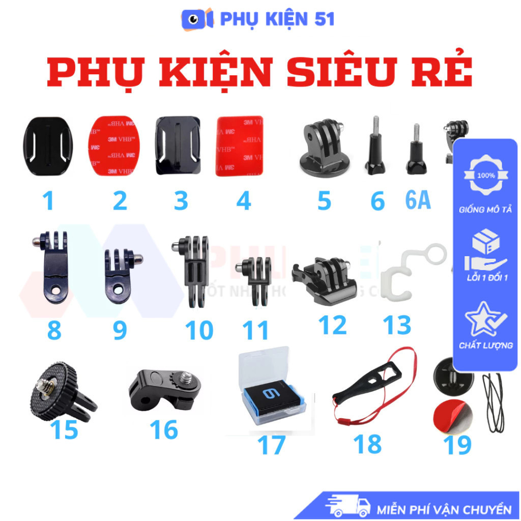 Bộ phụ kiện Actioncam tổng hợp Gopro, Insta360 Ace Pro, Osmo action