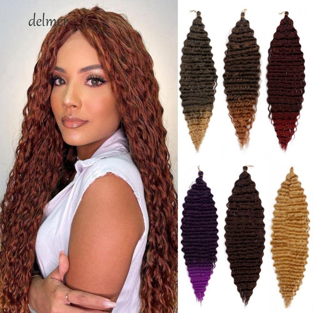 DELMER Deep Wave Crochet Hair, Water Wave Afro Curls Passion Twist Braid Hair Extension, Deep Twist 
