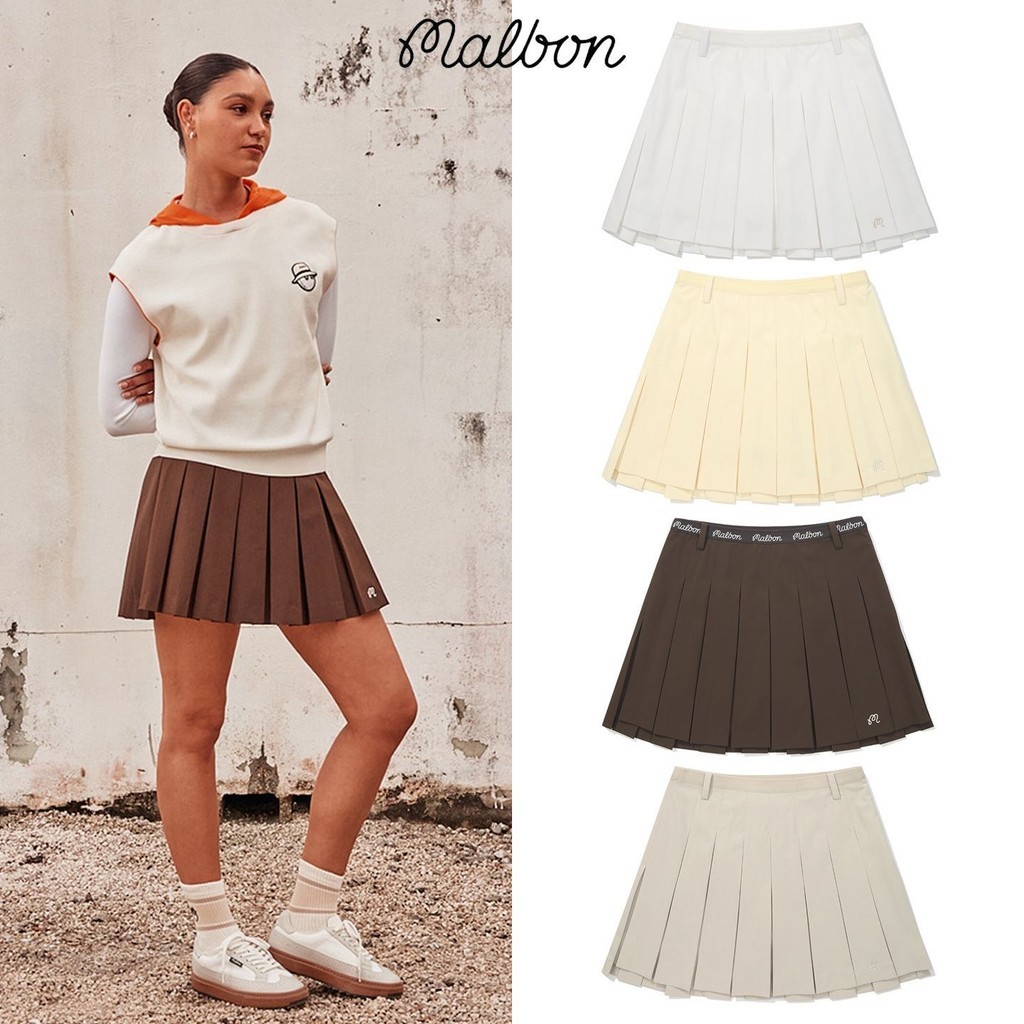 26 Phong Cách Mới Quần Áo Golf MALBON Hàn Quốc Váy Ngắn Nữ Thể Thao Ngoài Trời Chống chói Xếp Ly Hai