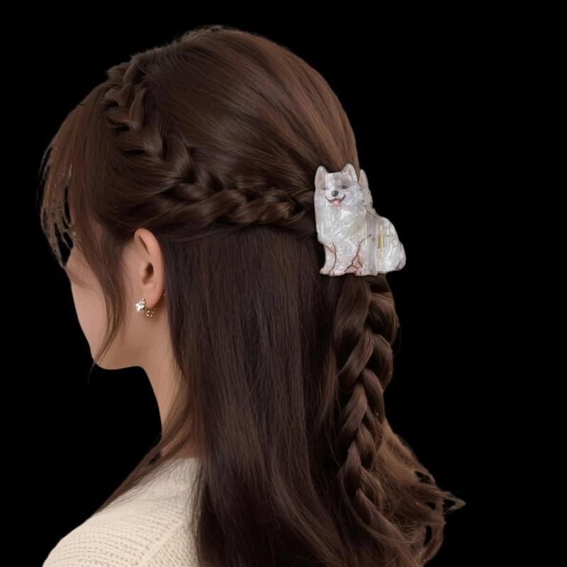 Kẹp Tóc Acrylic Hình Động Vật Nhỏ - Samoyed, Corgi và Border Collie