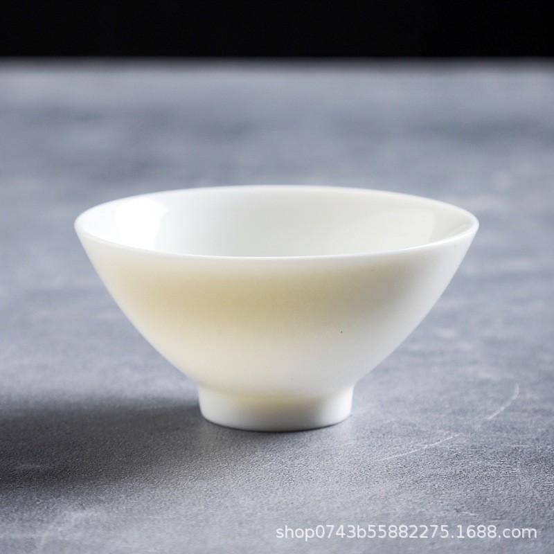 25CC Triều Châu Kung Fu Trà Mỏng Nữ Thần Cừu Béo Ngọc Gốm Nhỏ Cốc Trà Kung Fu Trắng Sứ Cốc Ngược Miệ