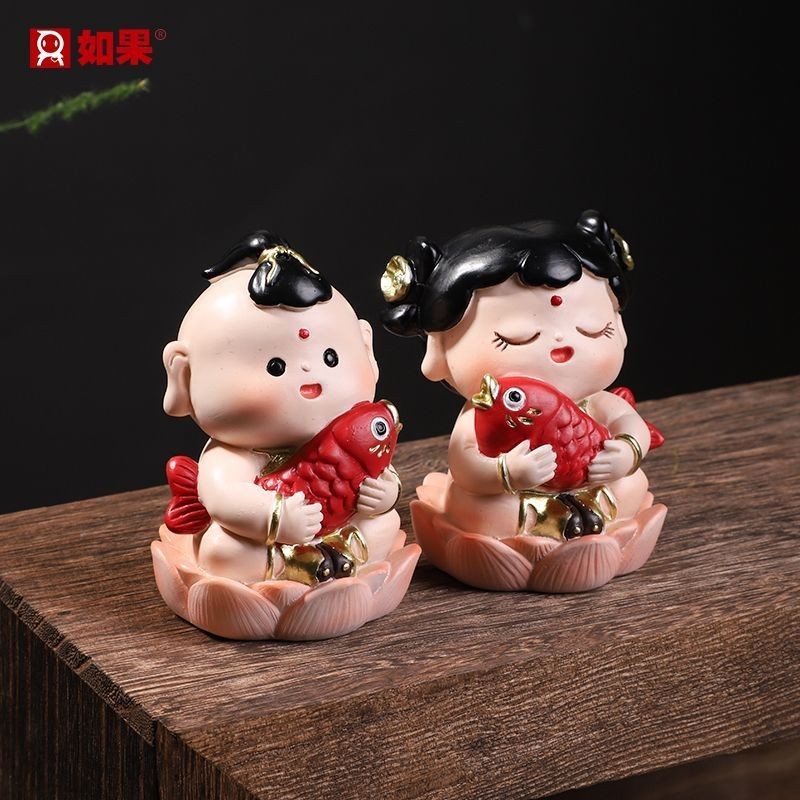 Good Fortune Boy Đồ trang trí đám cưới Trang trí phòng cưới Golden Boy Jade Girl Lucky Fortune Phòng