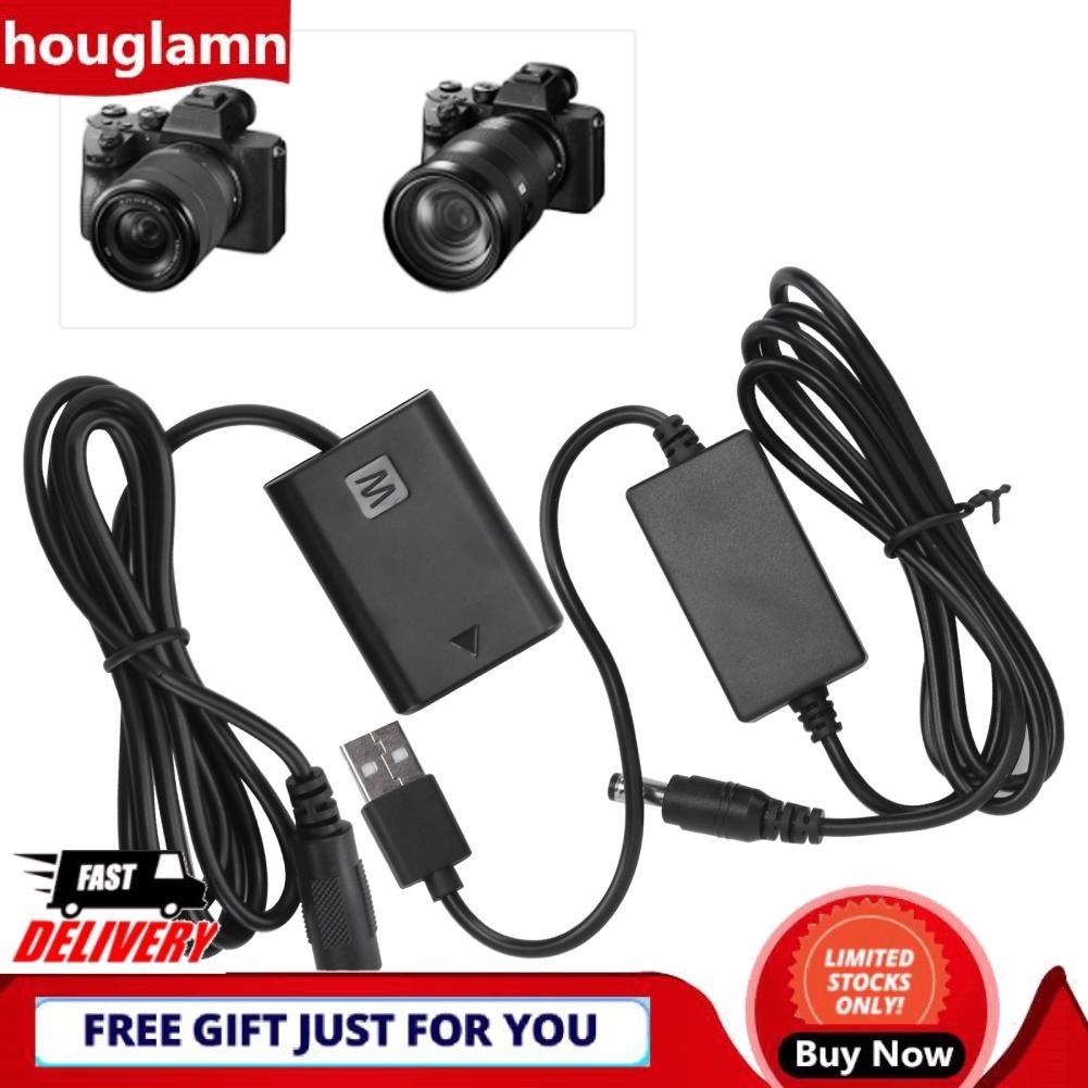 Houglamn NP FW50 Giả Pin DC Coupler Điện với Ổ Đĩa USB Cáp Cung Cấp Ổn Định Phụ Kiện Máy Ảnh cho A65
