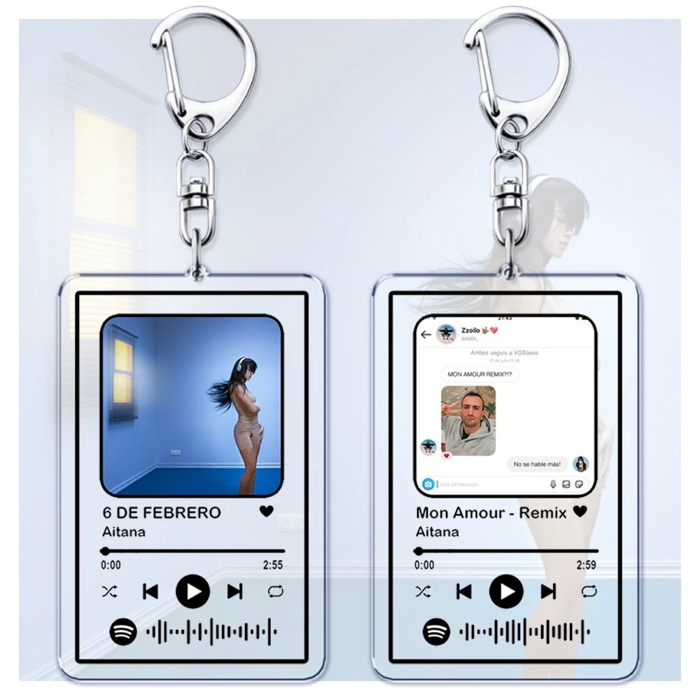 Móc khóa Spotify Acrylic in hình ca sĩ Aitana bài hát Mon Amour phụ kiện trang trí túi xách làm quà 