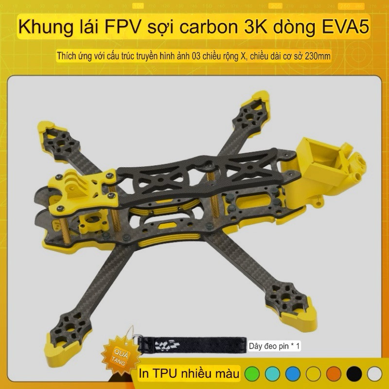 Khung Frame FPV AKING EVA-5 - khung carbon - TPU Mềm - FRAME GIÁ RẺ