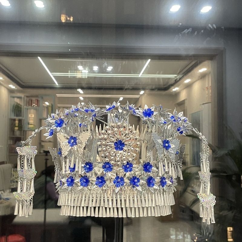 Phong Cách Mới Thiểu Số Dân Tộc Dân Tộc Miao Dân Tộc Bạc Trang Sức Mũ Quảng Tây Vân Nam Dân Tộc Đặc 