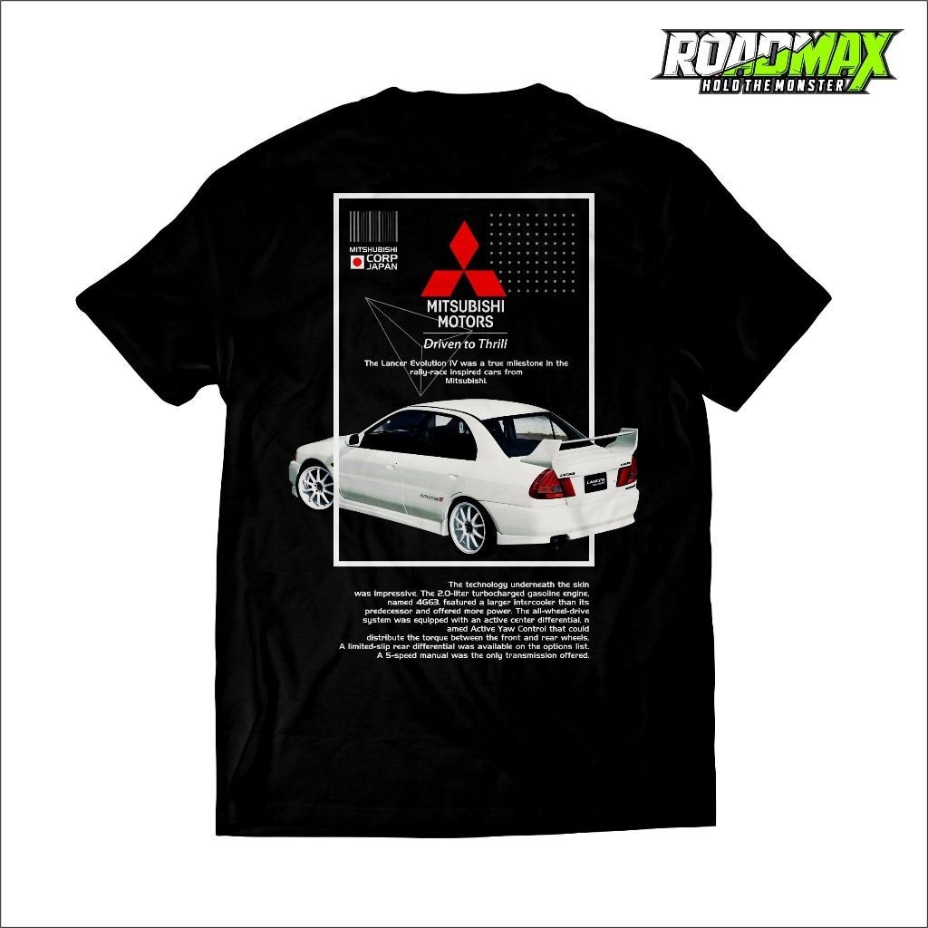 MITSUBISHI Roadmax - Áo thun Cotton cao cấp 100% Mitsubishi Lancer Evo 4 Evolution dành cho nam và n