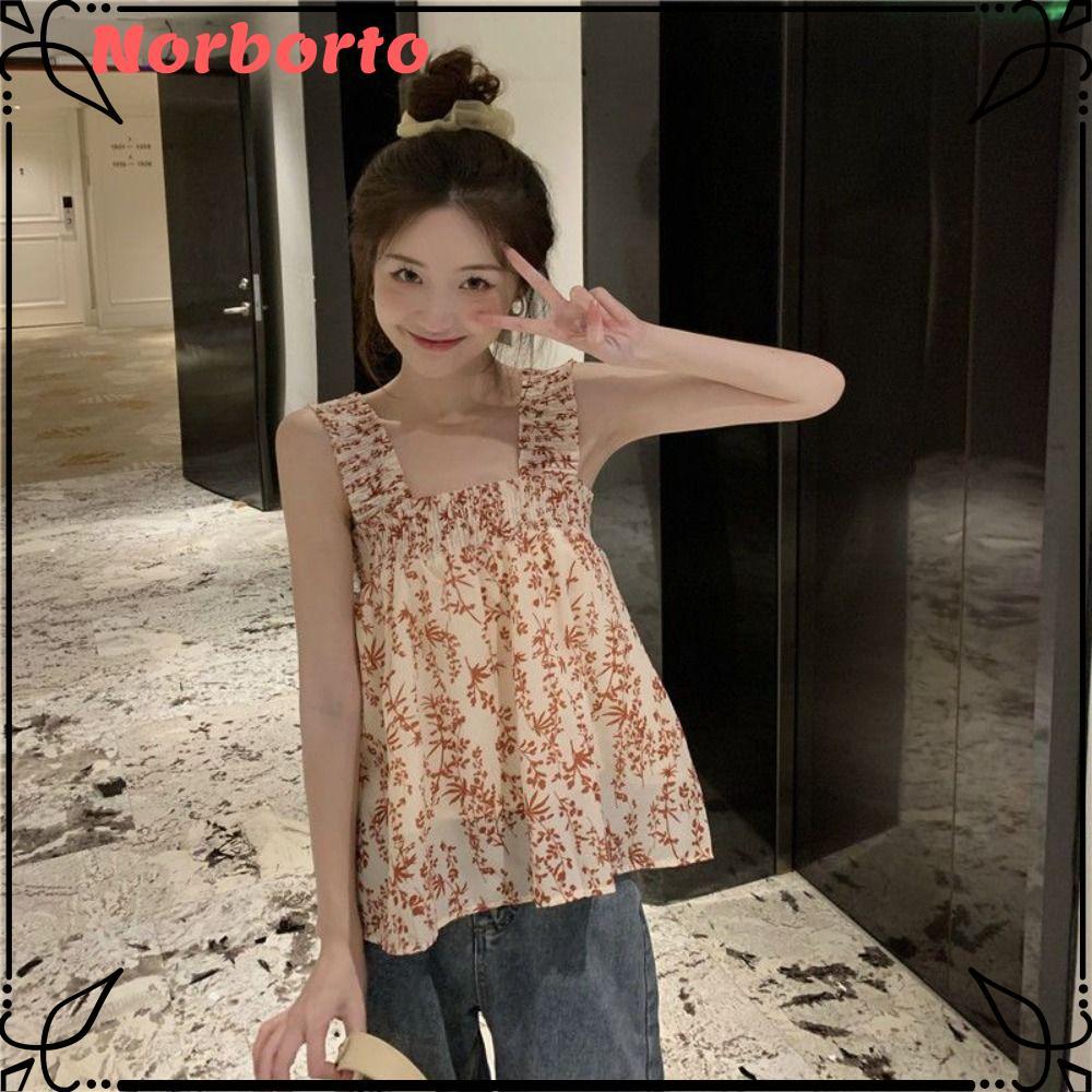 Áo tăng NORBORTO, Áo không tay cổ vuông Boho, Áo nữ giảm béo A Line