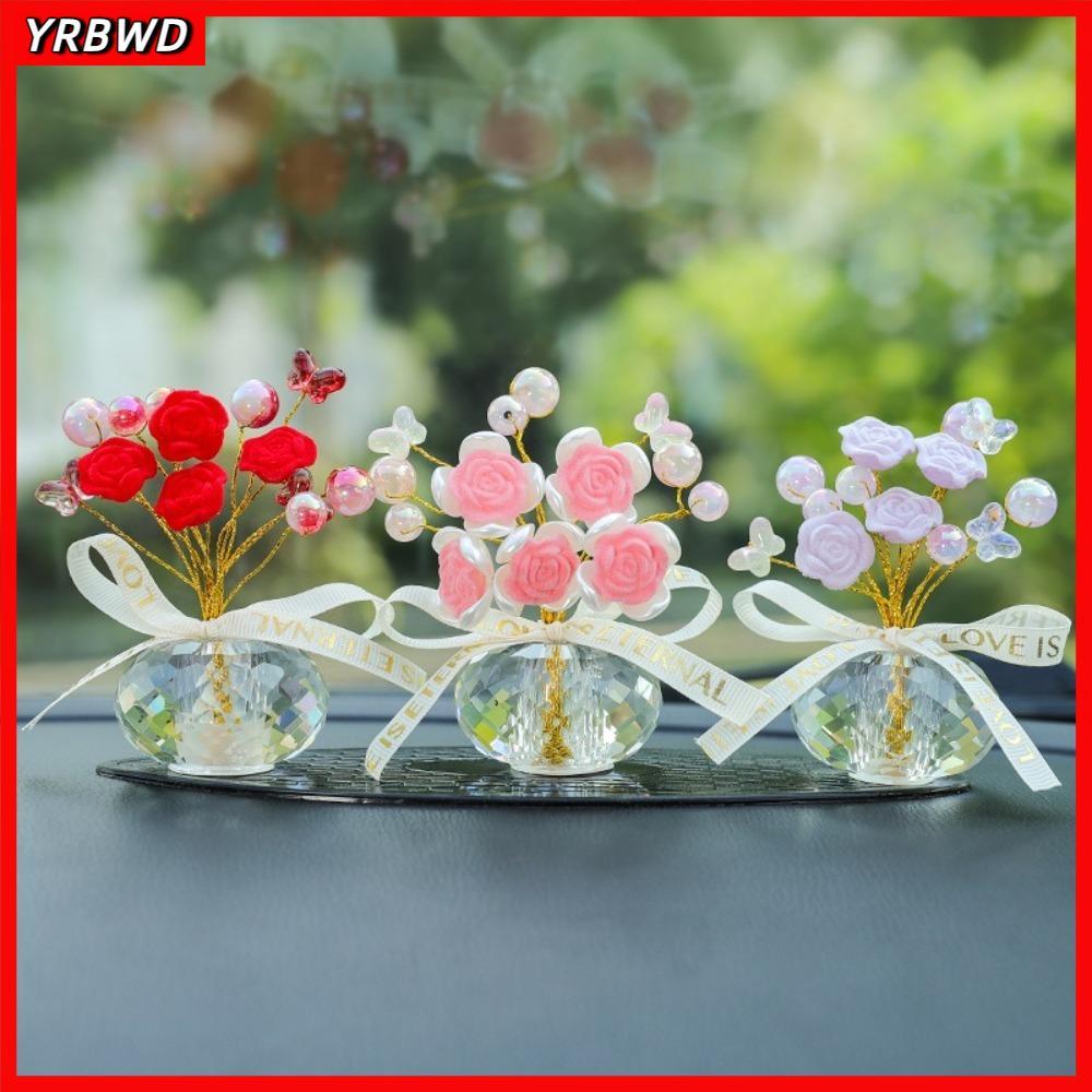 YRBWD Xe Trang Trí, Hoa Hồng Quà Tặng Lý Tưởng Pha Lê Hoa Hồng Nhân Tạo, Chất Lượng Nhỏ Trang Trí Xe