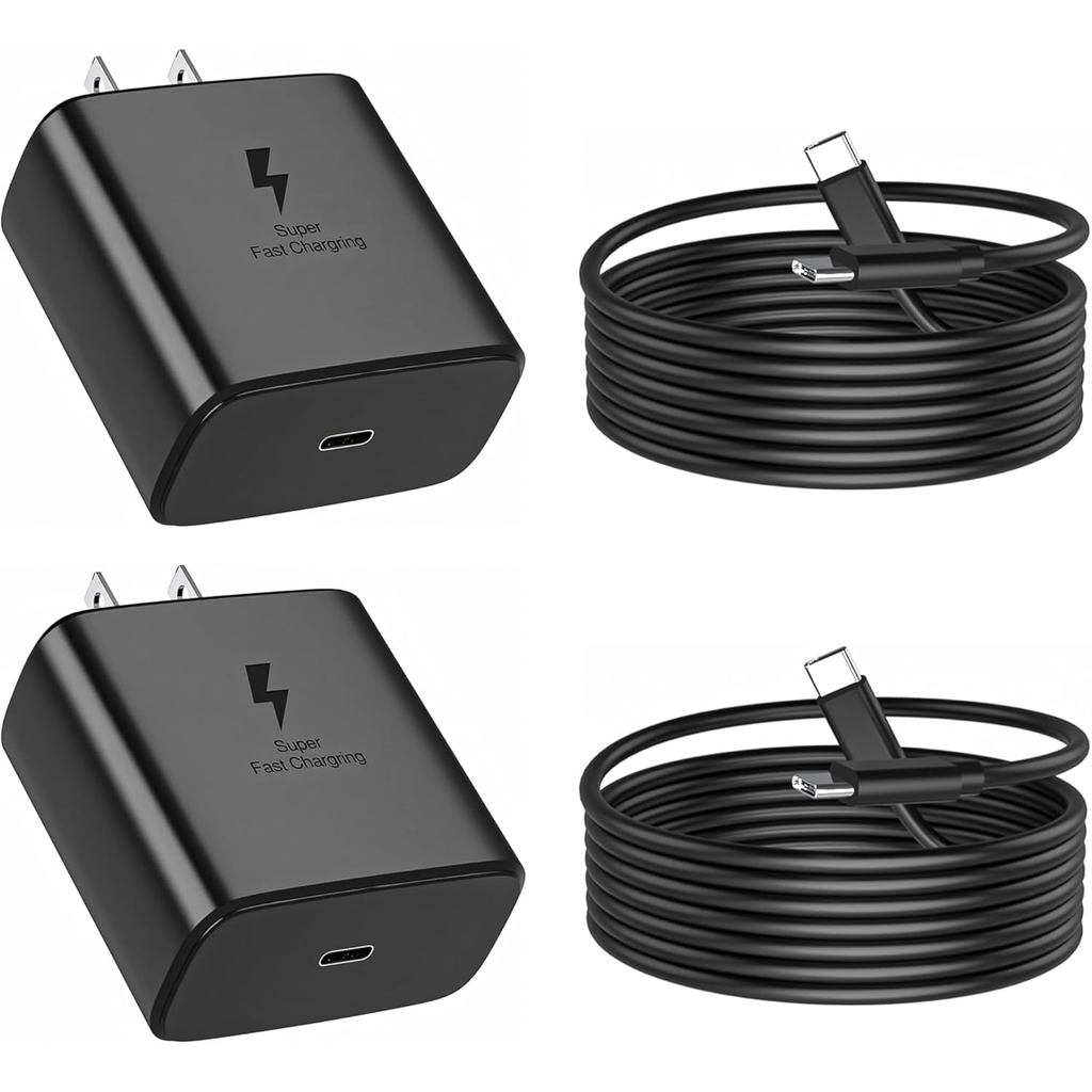 Bộ sạc siêu nhanh 2026 USB C, 2 gói 45W Type-C Dây sạc điện thoại Android Tương thích với Samsung Ga
