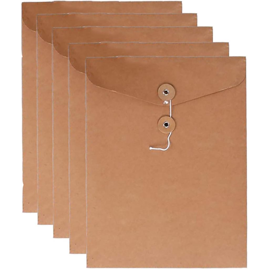 VANRA Kraft String Envelope File Folder Project Pockets File Jacket Bộ sắp xếp tài liệu Flat-No Expa