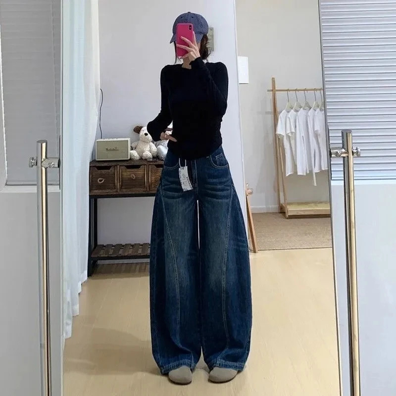 Y2k Quần Jean Nữ Rời Phù Hợp Với Chân Thẳng Quần Rộng Baggy Denim Quần Dạo Phố Cao Cấp Vintage Giặt 