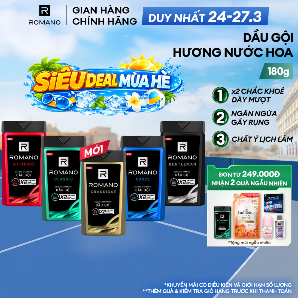 Dầu gội nam Romano hương Nước hoa nam 180g
