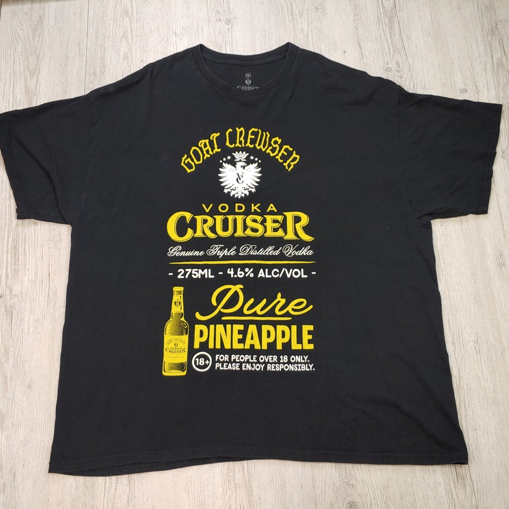 2026Goat Crew Vodka Cruiser Dứa Đồ Họa Áo Nam Đen Dạo Phố