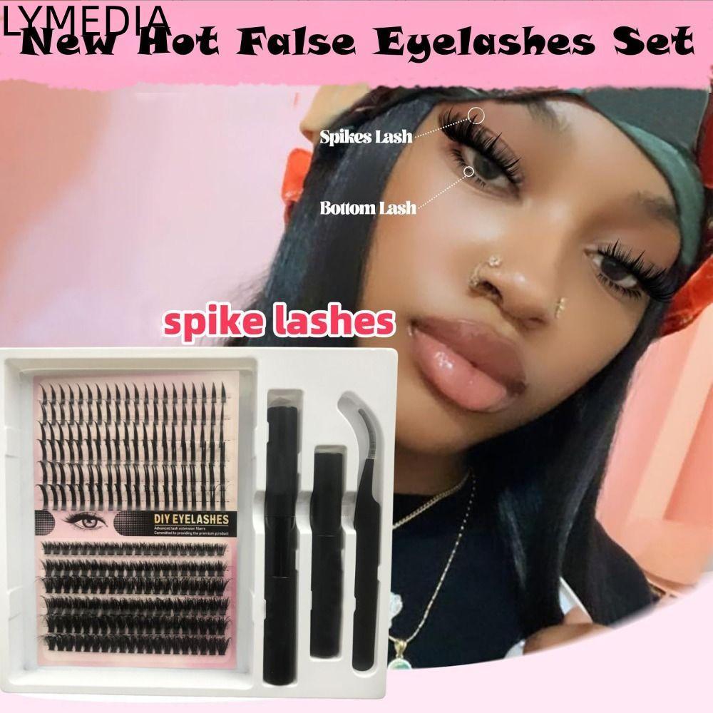 Lông mi giả LYMEDIA, Trang điểm tự nhiên Lông mi giả lộn xộn, Lông mi giả hình chữ thập dày