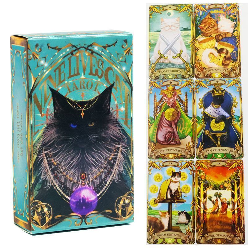 大 ❈❈ ❈❈ ❈ ❈ ❈ ❈ Nine Lives Cat Tarot 78 ❈ ❈ ❈ ❈ 10.3 × 6cm ❈ ❈ ❈ ❈ Nine Lives Cat Tarot 78 Cards, Wi