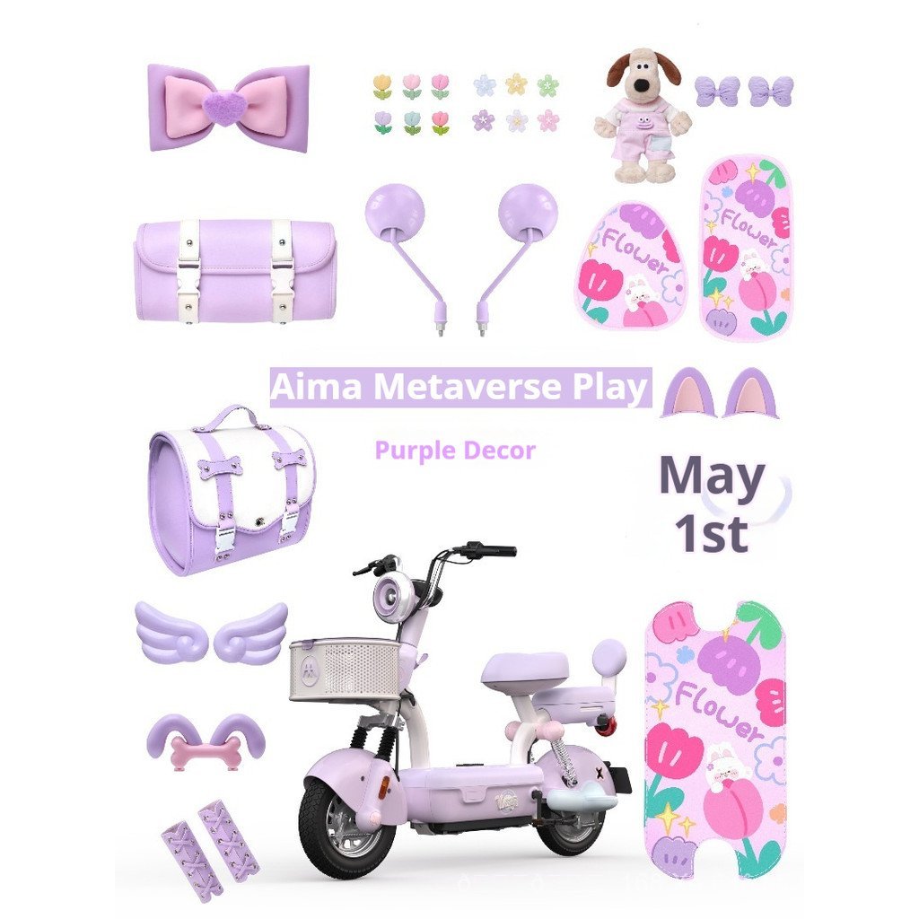168 Creative Department Store 's Emma metaverse chơi xe điện màu tím nhãn dán trang trí