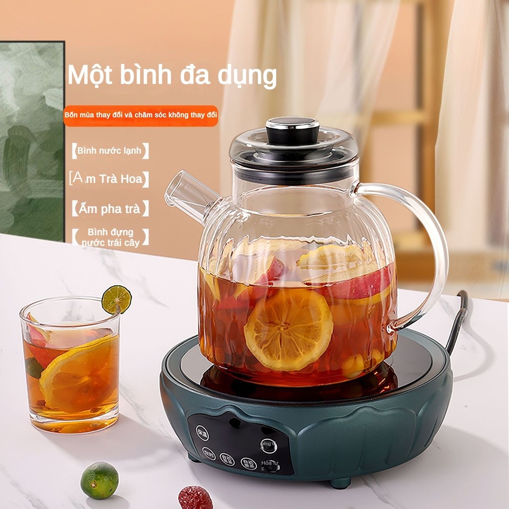 Ấm đun thủy tinh borosilicate chịu nhiệt Pha trà pha ấm trà có thể đun nóng bằng lửa đun ấm thủy tin