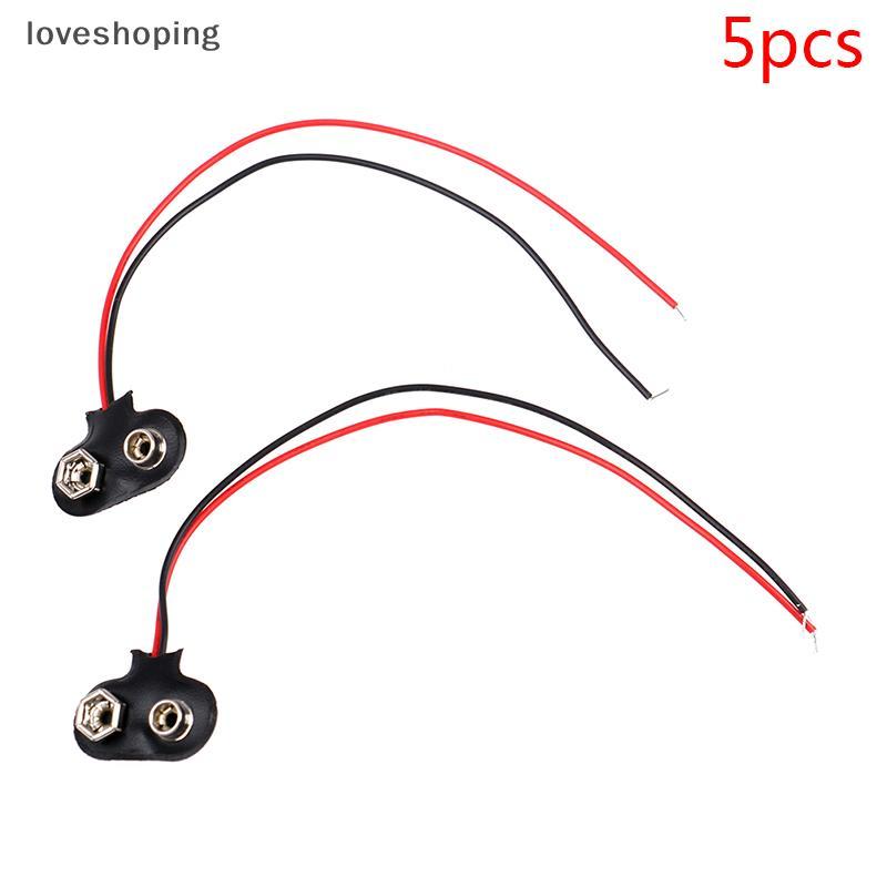 [LS] 5 Đầu nối kẹp pin Snap 9V (9 Volt) Loại T w Cáp [VN]