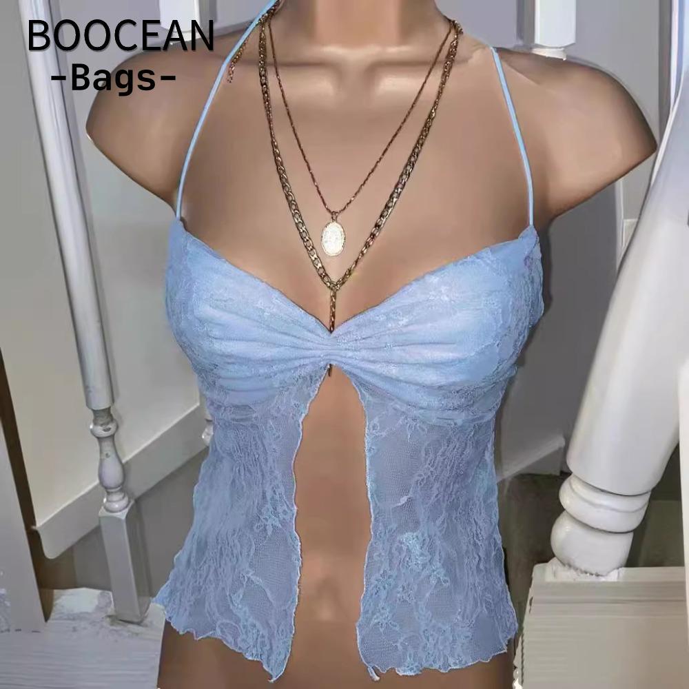Áo Crop Top hoa BOOCEAN, Y2k Áo hai dây ren Grunge thẩm mỹ, mùa hè gợi cảm Fairycore không tay dây n